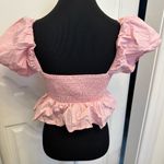 Altar'd State Altar’d State Cropped Puff Sleeve Stretchy Midrift Top Shirt Ruffles Pink NWOT Photo 5