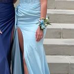 Portia and Scarlett Satin Corset Prom Dress Blue Size 0 Photo 2