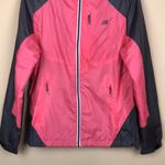 New Balance Women’s Pink Gray Windbreaker Hooded Zip-Up Jacket Photo 2