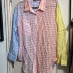 English Factory 💙💖 Striped Colorblock Long Sleeve Button Down Photo 2