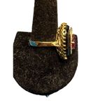 Sterling Silver Gold Plated ring Black Pink Cubic Zirconia Cocktail Size 11 NEW Photo 2