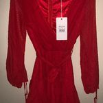 Hello Molly Saints + Secrets Short Red Wrap Dress Photo 0