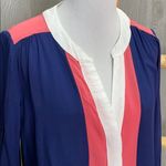 Ezra  Colorblock Button Up Blouse Small Photo 1
