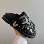 Faux Leather Black Studded Buckled Platform Mule 37 Size 6 Photo 1