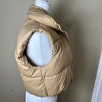 Puffy Crop Vest Lightweight Sleeveless Warm Outerwear Puffer Vest Size Small Tan Photo 5