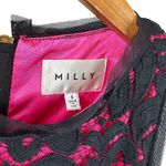 Milly  Black and Fuchsia Pink Lace Overlay Sheath Dress Size 6 Cocktail Party Photo 4