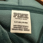 PINK - Victoria's Secret PINK- green velvet zip sweater size small Photo 2