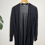 Halogen  Linen Light Weight Duster Cardigan Sweater Women M Black Minimal Modest Photo 2
