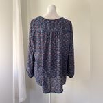 Collective Concepts  Blue, Burgundy & Purple Paisley Print Long Sleeve Blouse Photo 3