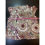 Faherty  Boho Peasant Cottage Ruffle Top Womens‎ Medium Floral Henley Cap Sleeve Photo 6