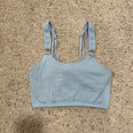 Aerie Blue Ribbed Longline O-Ring Bralette Photo 1