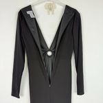 NWT Ieena by Mac Duggal #26514 Plunging Long Sleeve Pearl Keyhole Gown Black 0 Photo 13