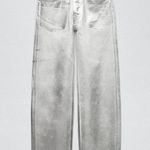 ZARA mid rise boyfriend jeans metallic silver jeans size 4 NWOT Photo 0