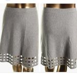 Elie Tahari Gray Laser Cut Wool Skirt Photo 1