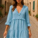 ZARA  Polka Dot Mini Dress Ruffle V Neck Resort Glam Bright Wedding Summer Autumn Photo 0
