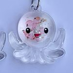🐙 Cute Octopus acrylic clear and pink confetti octopus drop earrings gift New Photo 3