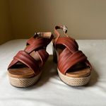 Igi & Co Italian Leather Wedge Sandals Brown Slingback Platform Heels‎ 37 US 6.5 Photo 1