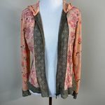 J. Jill Full Zip Jacket Top Small Sheer Vintage Floral Lace Mesh Hooded Womens S Pink Photo 9