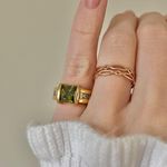 Ecco Green Square Stone Thick Signet Band Ring Jade Olive Sage Earthy Classic Jewelry Photo 14
