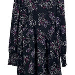 Loft NWT Black Paisley Floral Print Mock Neck Ruffle Long Sleeve Dress Size 8 Photo 0