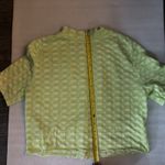 Free People Green Mock Neck Textured Button Closure Back T-Shirt S Casual Boho Photo 7