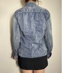 y2k CHALC Distressed Denim Button Up Long Sleeve Shirt Size Medium Blue Photo 1