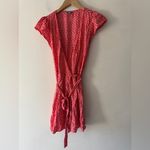 Aerie  Red and White Ditsy Floral Wrap Mini Dress Photo 8