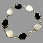 Sterling Bracelet Comprised of Alternating Links of Black Onyx & Mother of Pearl Photo 0