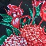 Vintage cat and floral silk scarf Photo 4