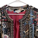 Joan Rivers Large Colorful Paisley Patchwork Open Front Blazer Jacket Artsy Black Photo 3