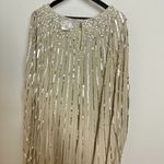 Mac Duggal  Embellished Beaded Column Cape Gown in Champagne Size US 16 Photo 9