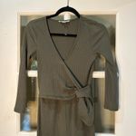 American Eagle  Olive Green Ribbed Wrap Front Long Sleeve Jumpsuit - size XS Photo 5
