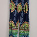 Vicabo XL 14 Boho Floral Casual Pants in Navy Lime Green Photo 3