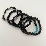 Handmade wooden beads stretch bracelets Set of 5, NEW! Photo 1