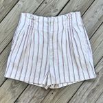 Anthropologie Women's White Striped High Waisted Shorts Size 14 Photo 0