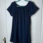 Pleione Women's Navy Blue Off The Shoulder Swing Ruffle Mini Dress Size Medium Photo 0