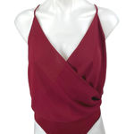 Lulus  Red Sleeveless Racerback Deep V-Neck Faux Wrap Tank Bodysuit Top Size S Photo 0