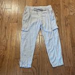 Old Navy linen blend pinstripe cargo pant size small Photo 2