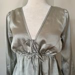 Abercrombie & Fitch NWT Satin Tie-Front Blouse - Silver Photo 1