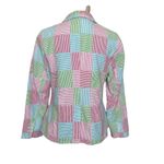 Talbots Patchwork Striped Seersucker Casual Blazer Women’s Size 8P Pink White Photo 5