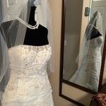 David's Bridal David’s bridal strapless lace white wedding dress with veil Photo 7