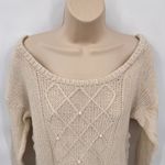 Stüssy Stussy Knit Sweater Womens Medium Cream Cotton Wool Blend Pearl Detail Vintage Photo 1