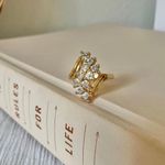 Gold & Sparkly Rhinestone Swoop Cluster Statement Cocktail Ring “Eireann” Femme Jewelry Photo 6