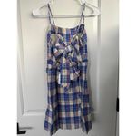 Gap  Linen-Blend Tie-Back Mini Dress Red Blue Plaid NWT XS Photo 6