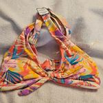 Time And Tru Small Orange Cream Floral Halter Bikini Top Photo 0