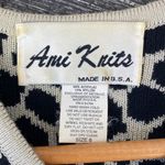 Ami Knits Tan & Blue Vintage Print Button Up Cardigan Sweater 6 Photo 3