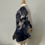 The Comfy BiBi Navy Blue Tan White Tie Dye Waffle Knit Long Sleeve Top Size L Photo 3