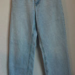 ZARA  The 90’s Full Length High Rise Raw Hem Frayed Blue Jeans Size 8 Photo 0