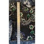 Scala  Beades/Sequin Pure Silk Blouse Black Green Gold Vintage Size Larg Photo 4