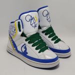Baby Phat  Y2K Women's Cat High Top Leather Sneakers Size 8 White Blue Yellow Photo 2